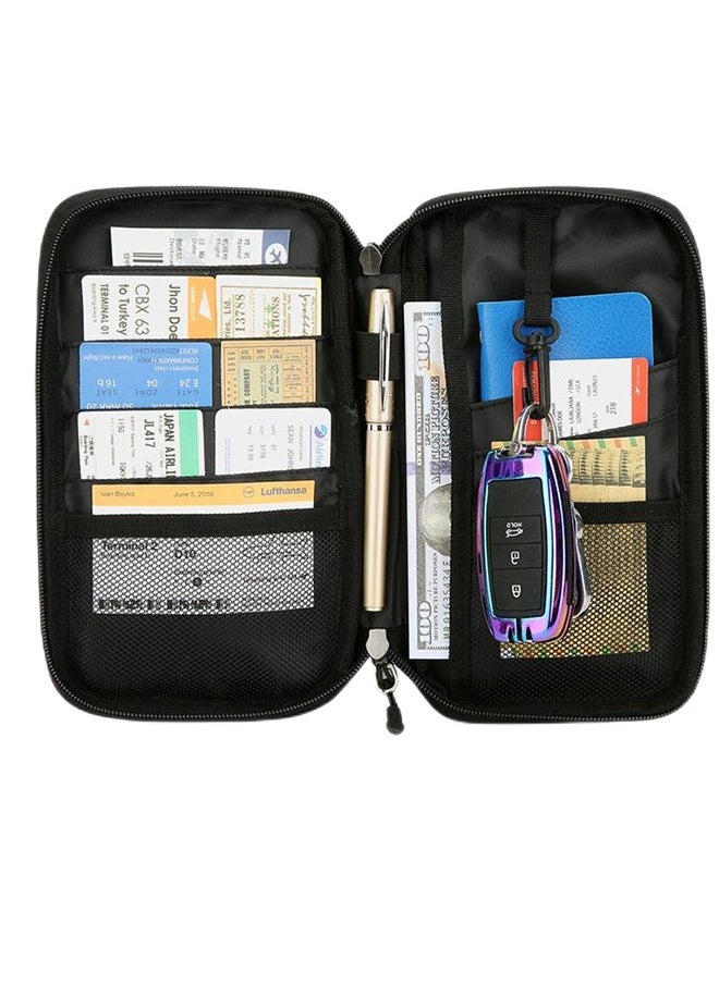 Generic Multifunctional RFID Passport Bag - Hanging Neck Hand-Held Key Bag - Multifunctional Business RFID Splash-Proof Change Card Bag Men's Portable Storage Box Can Store Cards, Boarding Passes, ID Cards, Money, Tickets With Zipper  - Image 4