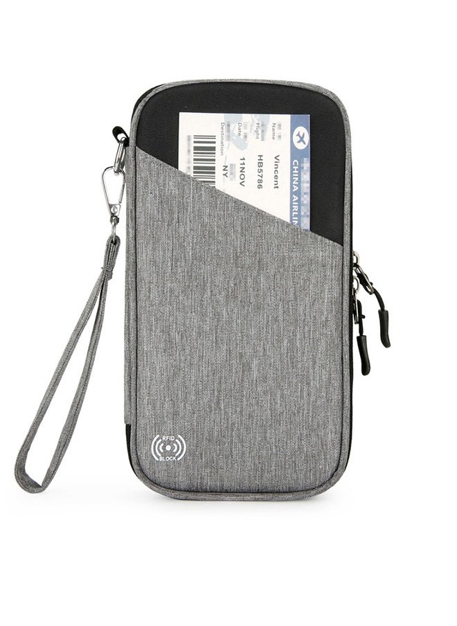 Generic Multifunctional RFID Passport Bag - Hanging Neck Hand-Held Key Bag - Multifunctional Business RFID Splash-Proof Change Card Bag Men's Portable Storage Box Can Store Cards, Boarding Passes, ID Cards, Money, Tickets With Zipper  - Image 1
