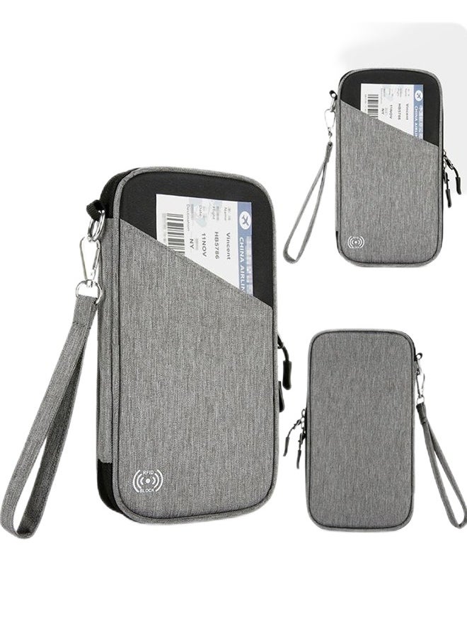 Generic Multifunctional RFID Passport Bag - Hanging Neck Hand-Held Key Bag - Multifunctional Business RFID Splash-Proof Change Card Bag Men's Portable Storage Box Can Store Cards, Boarding Passes, ID Cards, Money, Tickets With Zipper  - Image 3