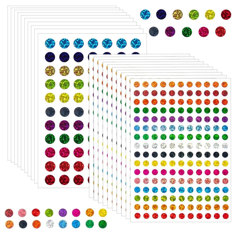 ZYYC 2530 Pcs Color Coding Labels - Sparkle Dot Stickers, Mini Round Dot Labels - Image 1