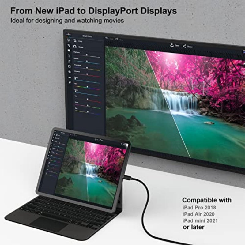 BENFEI USB C to DisplayPort 1.8 Meter Cable 8K@60Hz 4K@144Hz,USB Type-C to DP Adapter [Thunderbolt 3/4 Compatible] with iPhone 15 Pro/Max, MacBook Pro/Air 2023, iPad Pro, iMac, S23, XPS 17 and More - Image 4