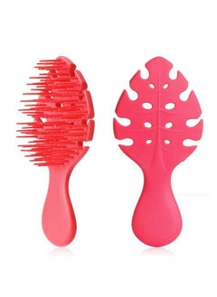 ?????????? Small Hair Brush For Kids Toddlers Girls Styling Wet Brush Curly Hair Travel Detangling Vented Brushes Moodboosting Leaf Form Hairbrush With Strawberry Scented Red Small