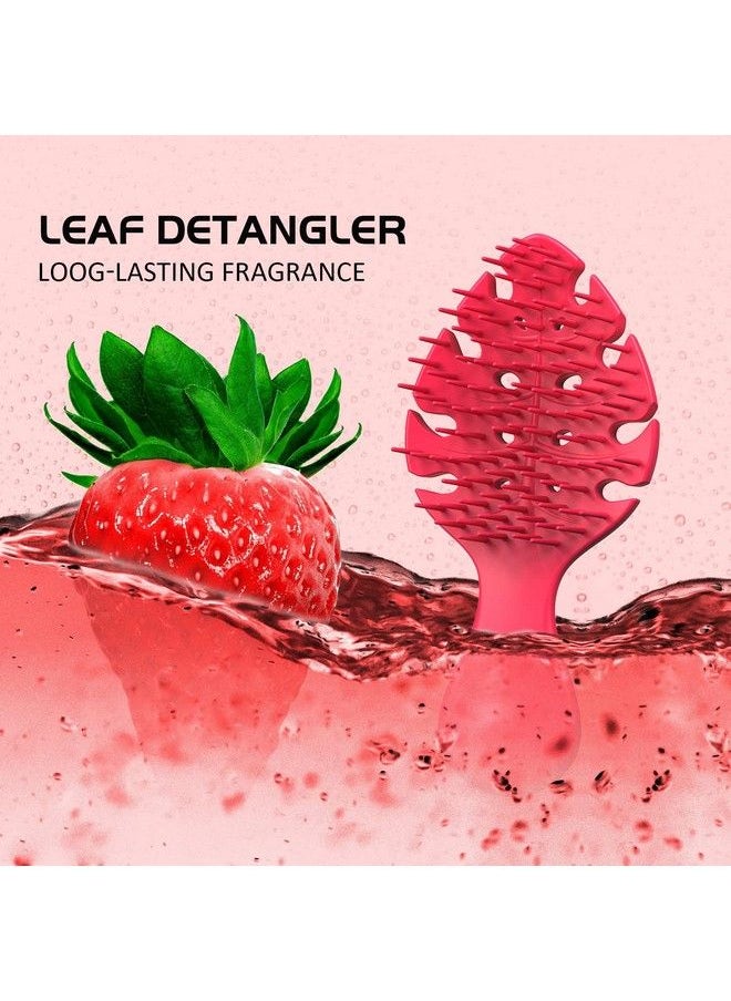 Candy Brush - ?????????? Small Hair Brush For Kids Toddlers Girls Styling Wet Brush Curly Hair Travel Detangling Vented Brushes Moodboosting Leaf Form Hairbrush With Strawberry Scented Red Small - Image 1