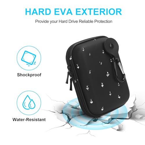 Lacdo Hard Drive Carrying Case for Seagate Portable/Game Drive for Xbox PS5, Toshiba Canvio Basics, WD My Passport Portable External Hard Drive HDD Case 1TB 2TB 4TB 5TB 6TB Shockproof Travel Bag,Black - Image 5