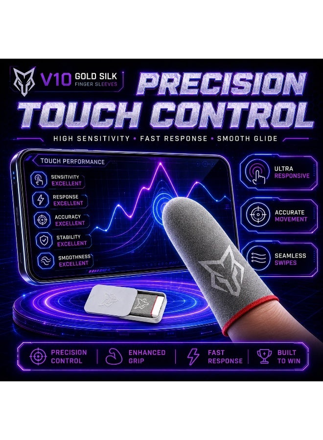 سارافوكس أكمام أصابع V10 للألعاب على الهاتف، قطعتان من ألياف موصلة للشاشات اللمسية بنسيج قابل للتهوية ومقاس مرن مع علبة حفظ - Image 2