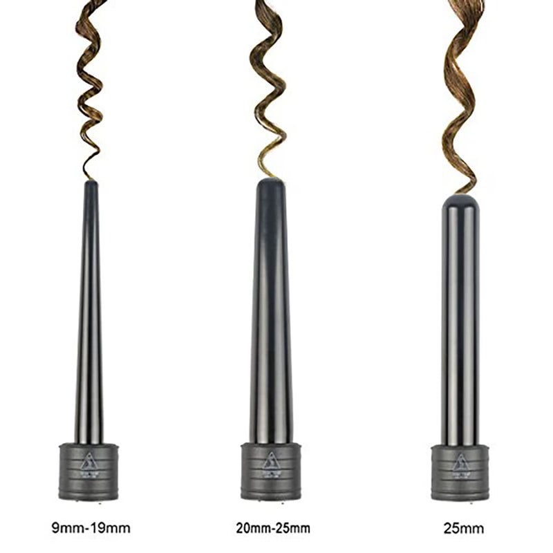 iMissiu Tourmaline 3 in 1 Curling Wand Set with 3 Interchangeable Curling Iron Ceramic Barrels with Heat Resistant Glove â€“ Black - Image 2