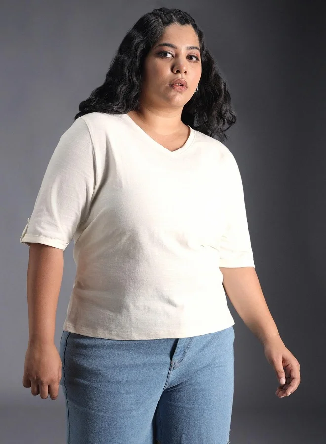 HIGH STAR Women’s Regular Fit White T-shirt – Clean and Comfortable