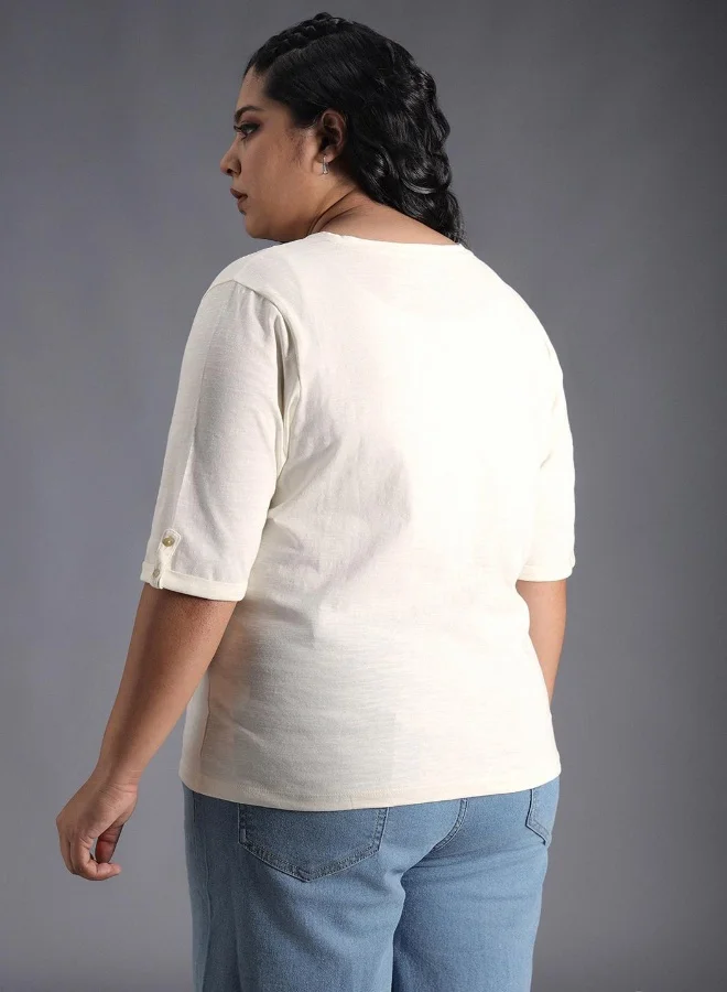HIGH STAR Women’s Regular Fit White T-shirt – Clean and Comfortable