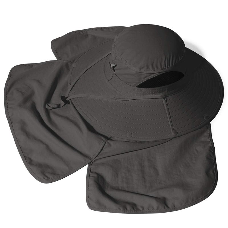YR.Lover Sun Blocker Hats Outdoor Sun Protection Fishing Cap with Neck Flap Large Brim Outdoor Hat Army Green - Image 4