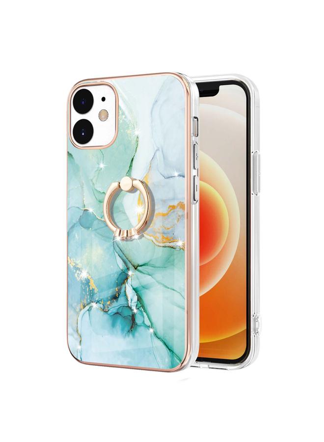 Zaboon Case For iPhone 12 / 12 Pro Electroplating Marble Pattern IMD TPU Shockproof Case with Ring Holder - Image 2