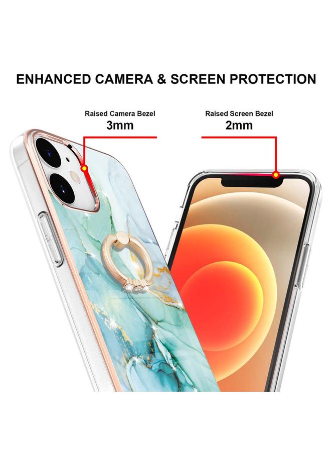 Zaboon Case For iPhone 12 / 12 Pro Electroplating Marble Pattern IMD TPU Shockproof Case with Ring Holder - Image 3