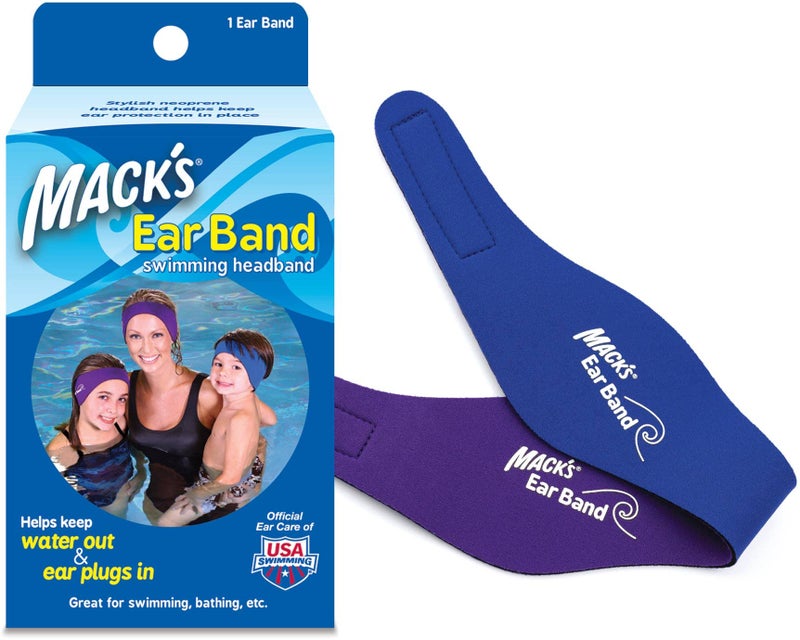 Mack's Mackâ€™s Swimming Headband â€“ Best Swimmerâ€™s Headband â€“ Doctor Recommended to Keep Water Out and Hold Ear Plugs in - Official Swimming Ear Band of USA Swimming - Image 1