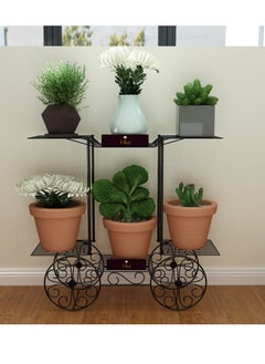 Wooden Twist 6-Tier Cart Planter Stand, Outdoor Flower Rack Flower Pot  - Image 1