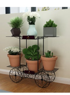 Wooden Twist 6-Tier Cart Planter Stand, Outdoor Flower Rack Flower Pot  - Image 2