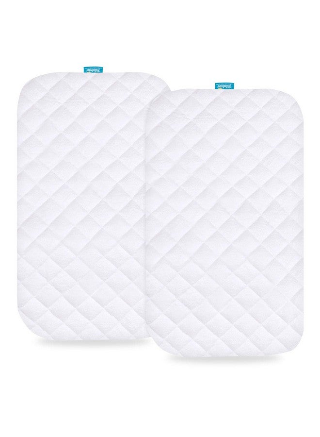 Biloban Waterproof Bassinet Mattress Pad Cover Fit for AirClub Bassinet Bedside Sleeper and Mika Micky Bedside Sleeper, 2 Pack, Ultra Soft Viscose Made from Bamboo Terry Surface, Breathable and Easy Care  - Image 1