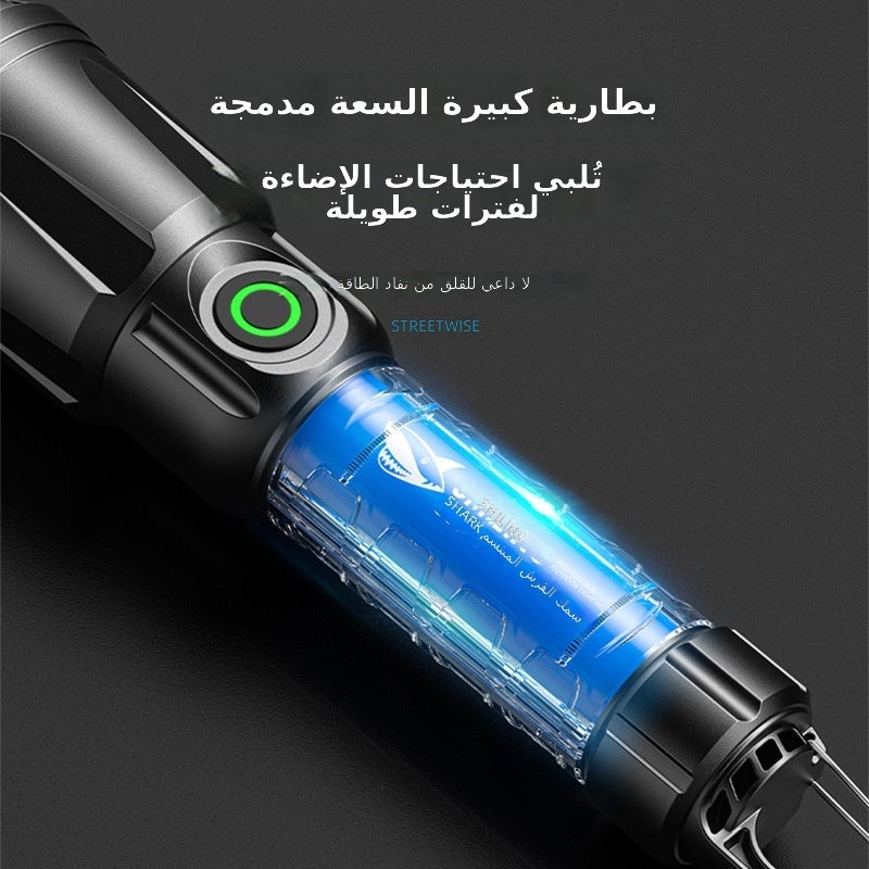 SMILING SHARK New Multifunctional Outdoor LED Flashlight with Hook, Digital Battery Display, COB Side Light - Image 4