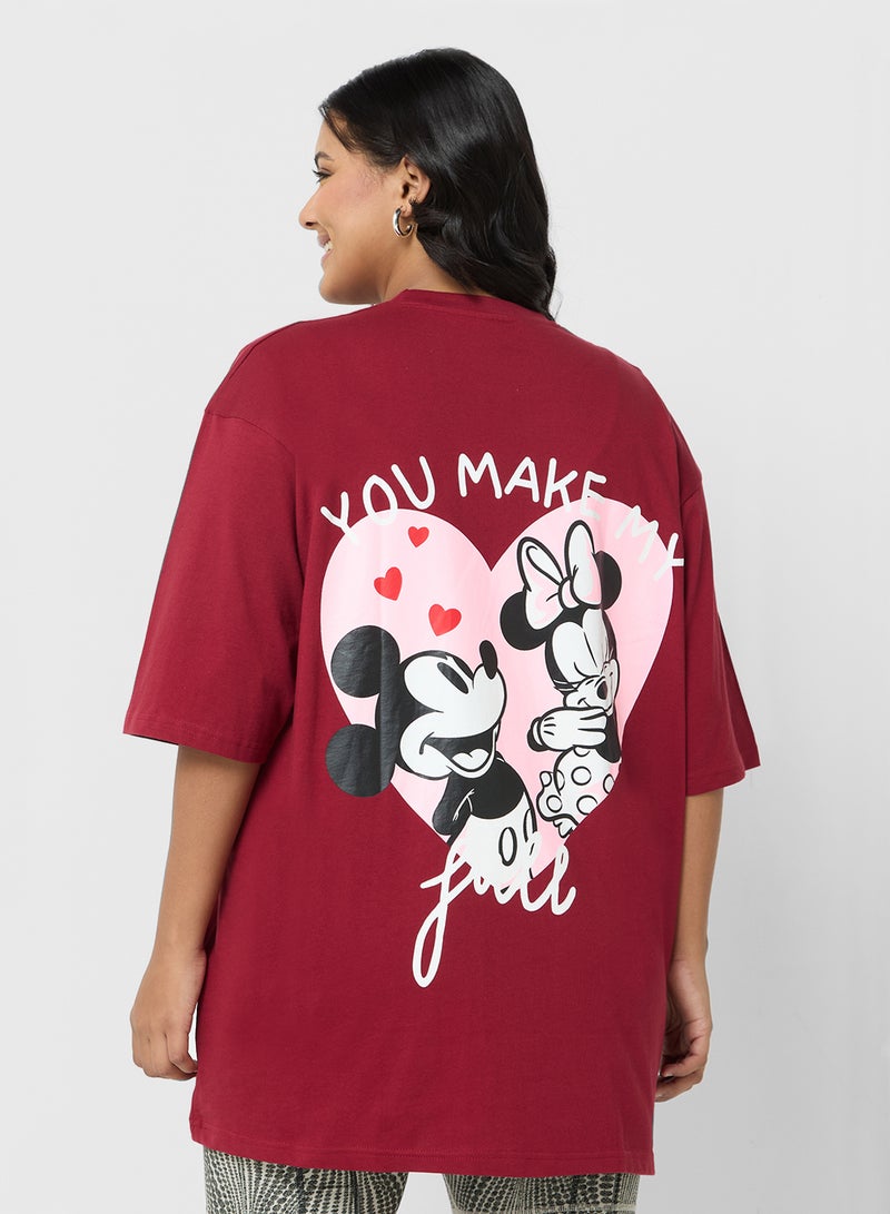 Disney Mickey & Minnie Plus Size Oversize Front & Back Print T-Shirt - Image 2