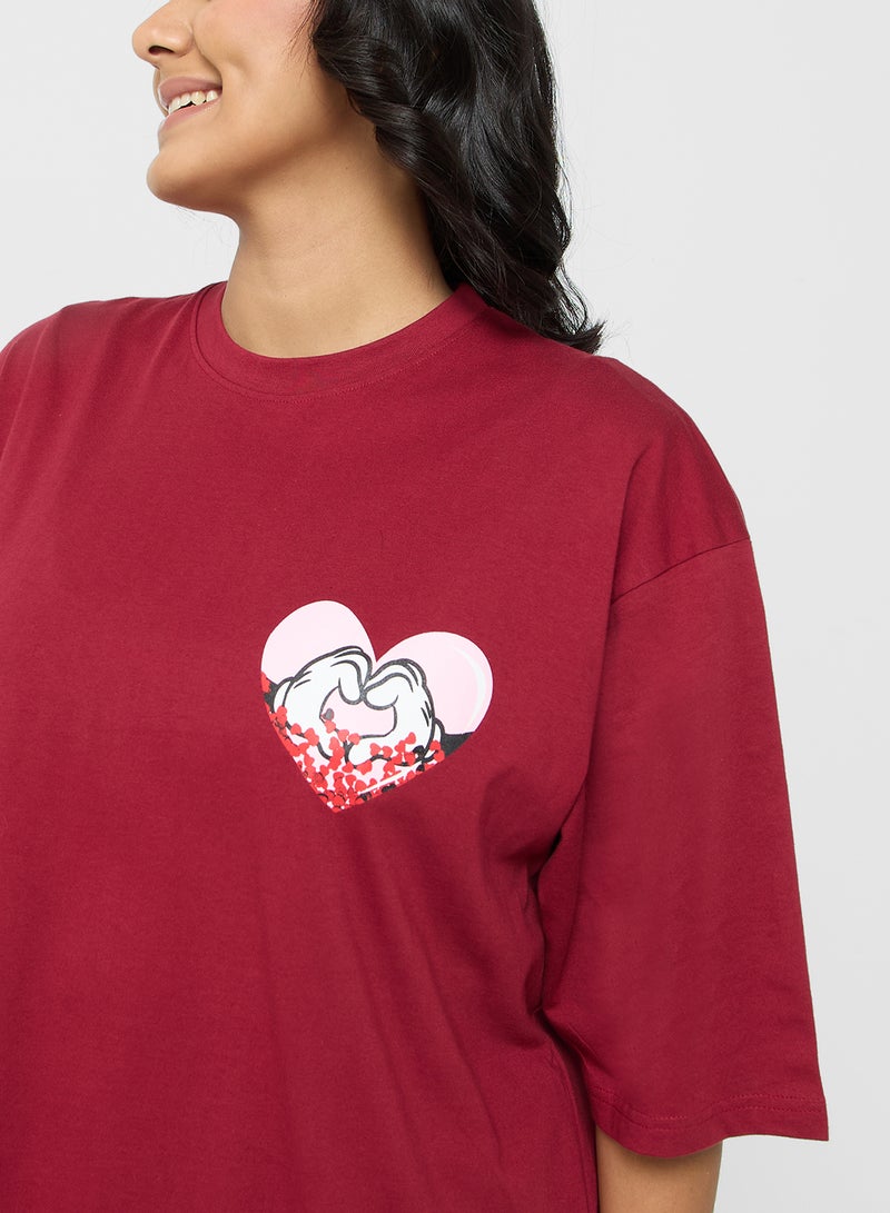 Disney Mickey & Minnie Plus Size Oversize Front & Back Print T-Shirt - Image 3