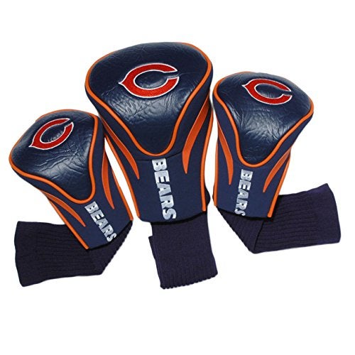 Team Golf NFL Chicago Bears Contour Golf Club Headcovers 3 Count Numbered 1 3 X Fits Oversized Drivers Utility Rescue Fairway Clubs Velour lined for Extra Club Protection - Image 1