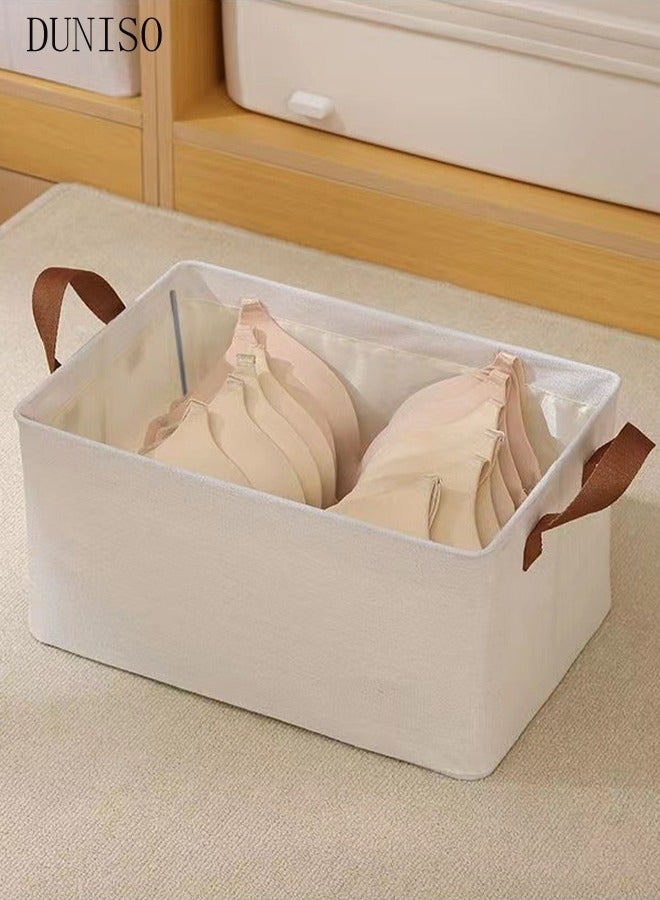 DUNISO 3 Pcs Foldable Closet Storage Organizer，Wardrobe Drawer Organizers with Carrying Handles，Stackable Washable Clothes Storage Boxes with Metal Frame，for Baby Clothes,Bra,Scarves,Belt,Tie,Toys，47*28*20cm  - Image 5