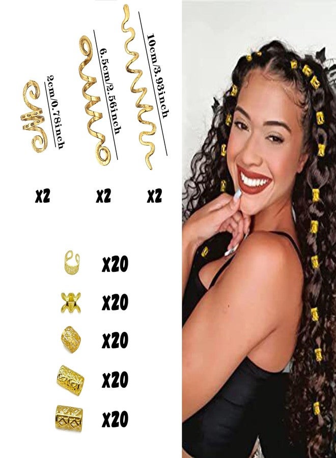 Snmzlc 106 Pcs Serpentine Shaped Gold Hair Braids Dreadlock Hair Beads Non-Piercing Ear Clip Hair Jewelry for Braids Accessories for Women Men Hair Accessories US248 (Gold) - Image 2