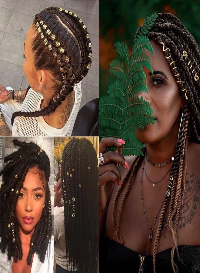 Snmzlc 106 Pcs Serpentine Shaped Gold Hair Braids Dreadlock Hair Beads Non-Piercing Ear Clip Hair Jewelry for Braids Accessories for Women Men Hair Accessories US248 (Gold) - Image 5