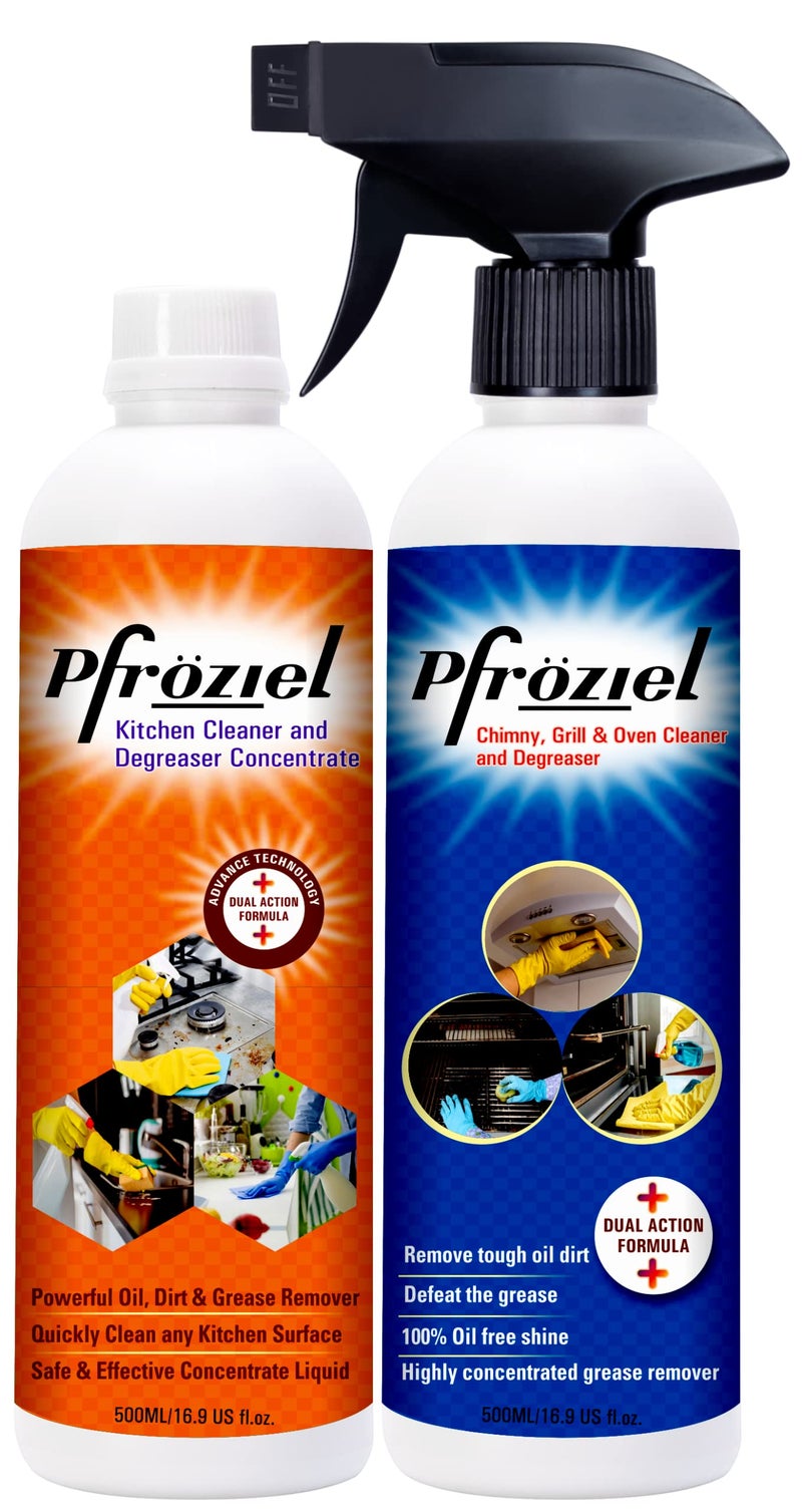 Pfroziel Chimney & Kitchen Cleaner spray Combo Eco-Friendly Heavy Duty All Purpose Hard Stain Cleaner and Kitchen Cleaning Spray, Removes Tough Stove, Oil, Grease, Chimney, Wall, Sink, Countertop - Image 1