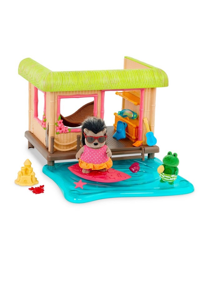 Li'L WOODZEEZ Li’l Woodzeez - Sunshine Tiki Hut Beach Party - Stackable Dollhouse Playset - 2 Posable Doll Figures & 1 Storybook Included - Miniature Beach Toys & Accessories - Pretend Play Toy Gift for Kids 3+ - Image 2