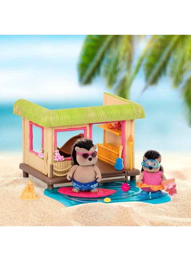 Li'L WOODZEEZ Li’l Woodzeez - Sunshine Tiki Hut Beach Party - Stackable Dollhouse Playset - 2 Posable Doll Figures & 1 Storybook Included - Miniature Beach Toys & Accessories - Pretend Play Toy Gift for Kids 3+ - Image 3