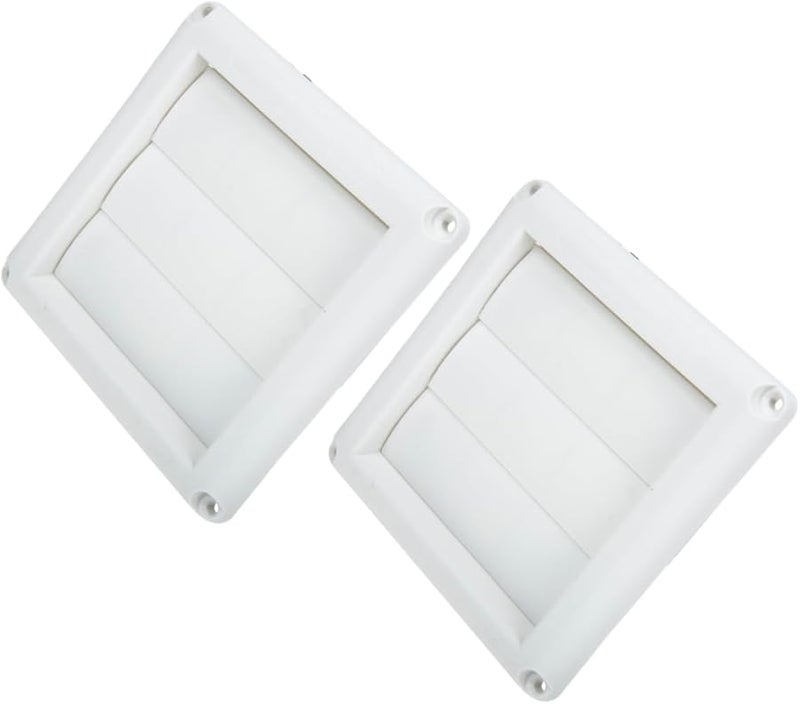 Cabilock 2pcs Outdoor Dryer Vent Cover Louvered Exhaust Cap White Enhanced Airflow Weather Resistant - Image 1