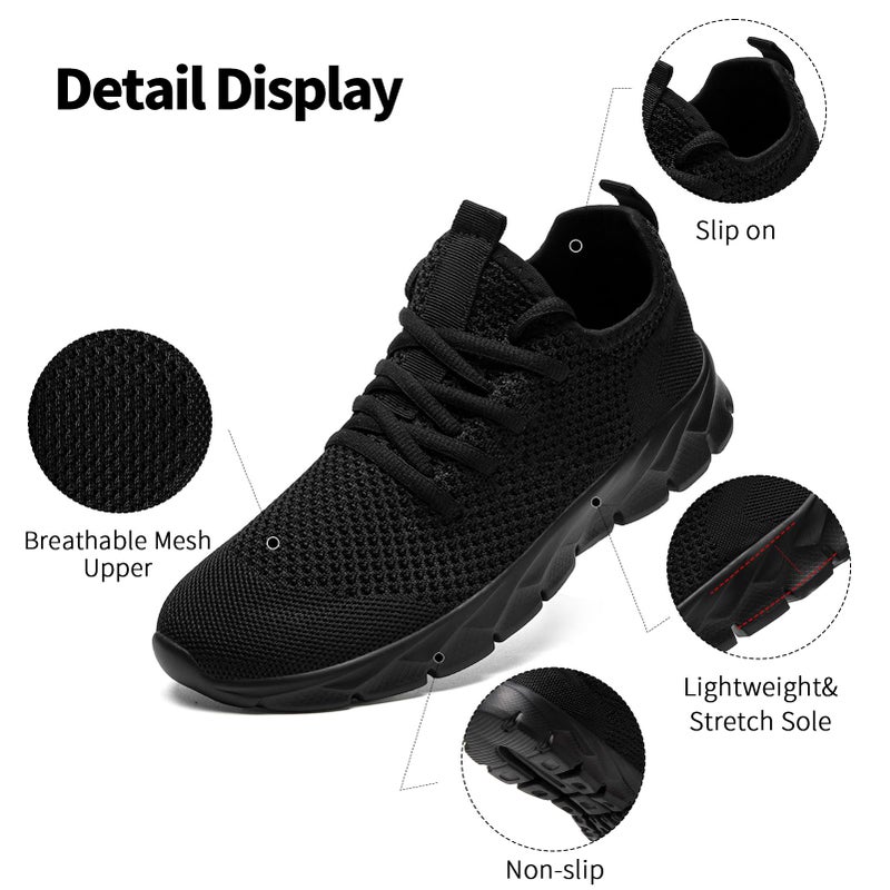 YRLTYO Non Slip Work Shoes Women Walking Running Tennis Sneakers Gym Workout Athletic Lightweight Comfortable Fashion Sport Mesh Casual Shoe Black Size 9 - Image 4