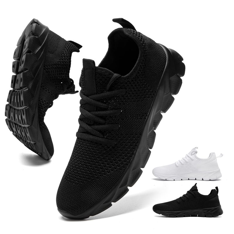 YRLTYO Non Slip Work Shoes Women Walking Running Tennis Sneakers Gym Workout Athletic Lightweight Comfortable Fashion Sport Mesh Casual Shoe Black Size 9 - Image 1