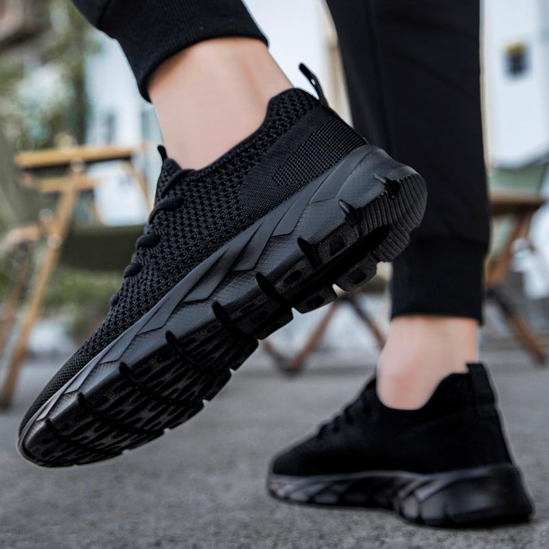 YRLTYO Non Slip Work Shoes Women Walking Running Tennis Sneakers Gym Workout Athletic Lightweight Comfortable Fashion Sport Mesh Casual Shoe Black Size 9 - Image 2