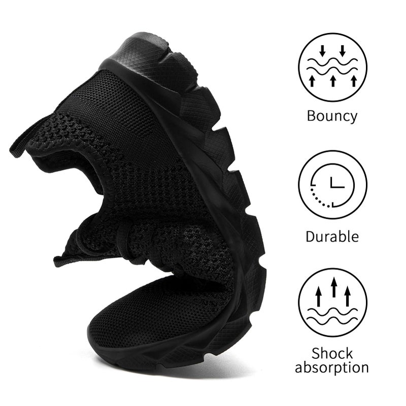 YRLTYO Non Slip Work Shoes Women Walking Running Tennis Sneakers Gym Workout Athletic Lightweight Comfortable Fashion Sport Mesh Casual Shoe Black Size 9 - Image 5
