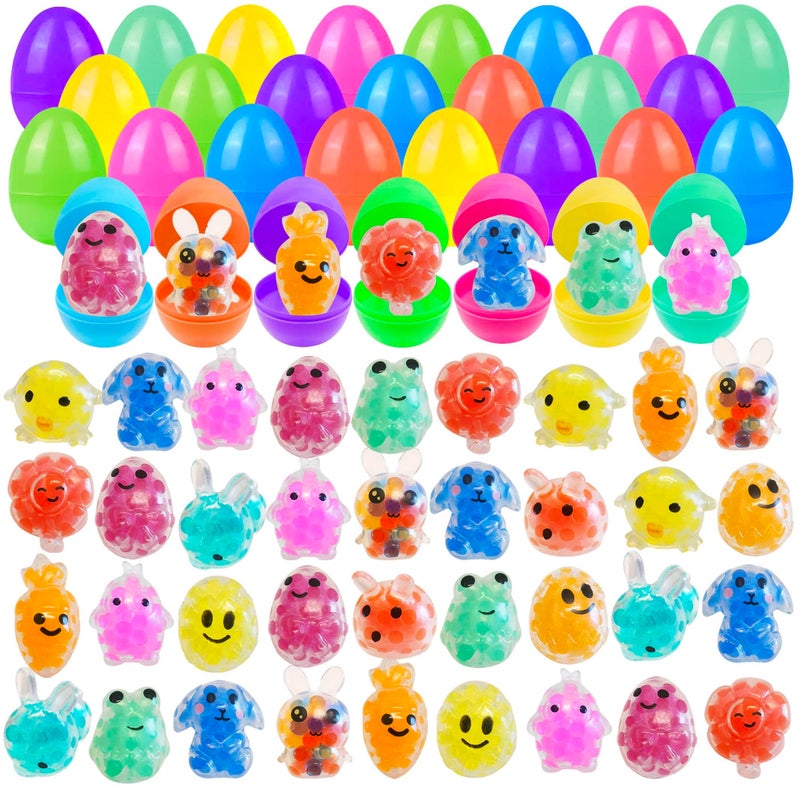 Cherislpy 32 Pack Prefilled Easter Eggs with Squishy Toys Inside Bright Colorful Filled Squeeze Toys Great for Easter Basket Stuffers Egg Fillers Party Favors - Image 3