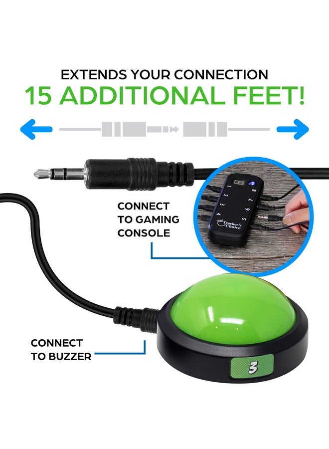Teacher's Choice Light Up Game Buzzer System, 15 Ft Extension Cables for Game Buzzer System 8-Pack - Image 3