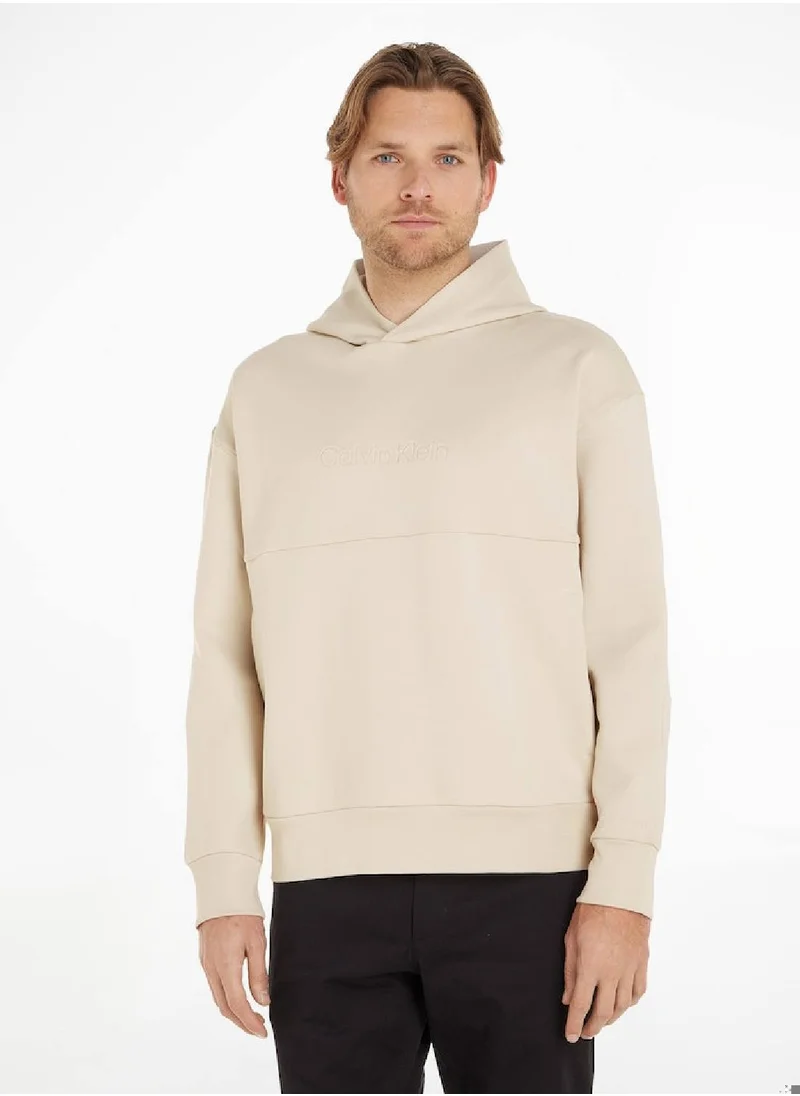 كالفن كلاين Men's Hoodie - Organic Cotton, Beige