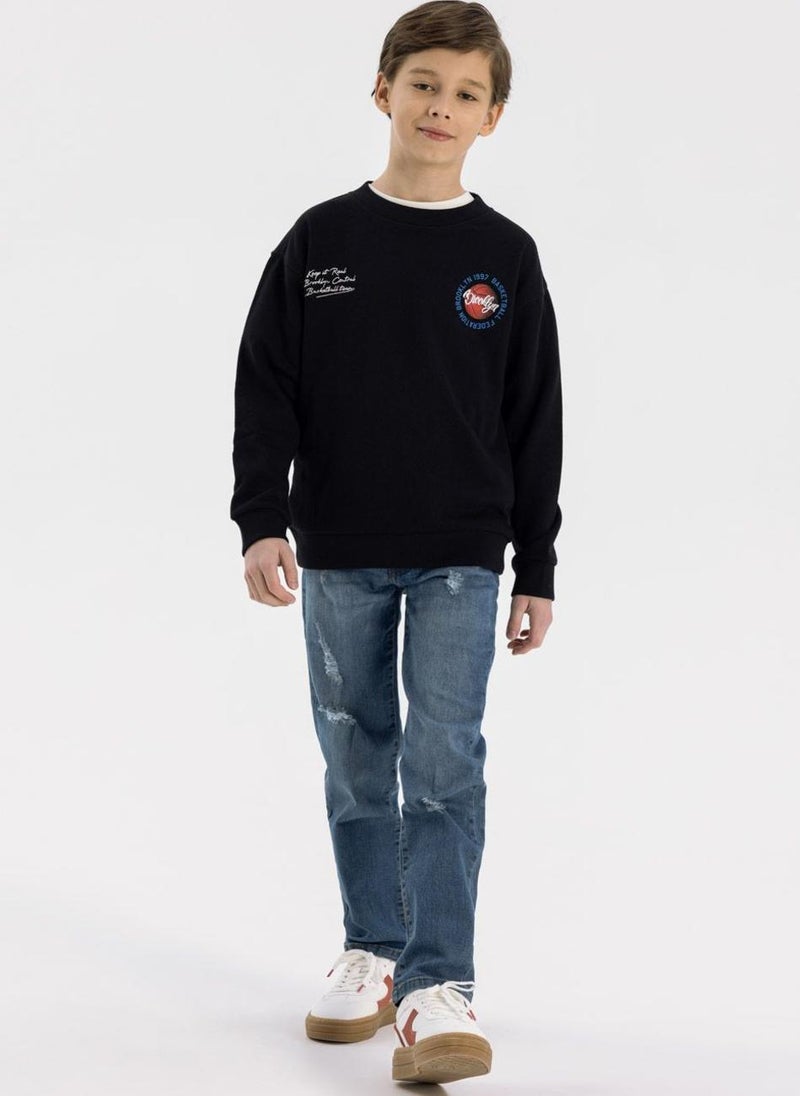 مينوتي بنطال جينز مستقيم للأطفال مع تأثيرات تمزيق خفيفة - Image 1