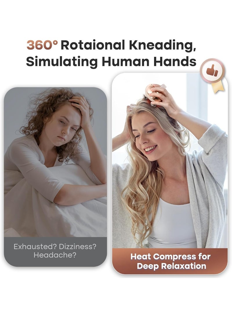 Head Massager Scalp Acupoint Meridian Red Light Therapy Portable Kneading Head Massager Rechargeable Waterproof Shower Relaxation Massager for Scalp and Pet Massage Gift for Parents - Image 4