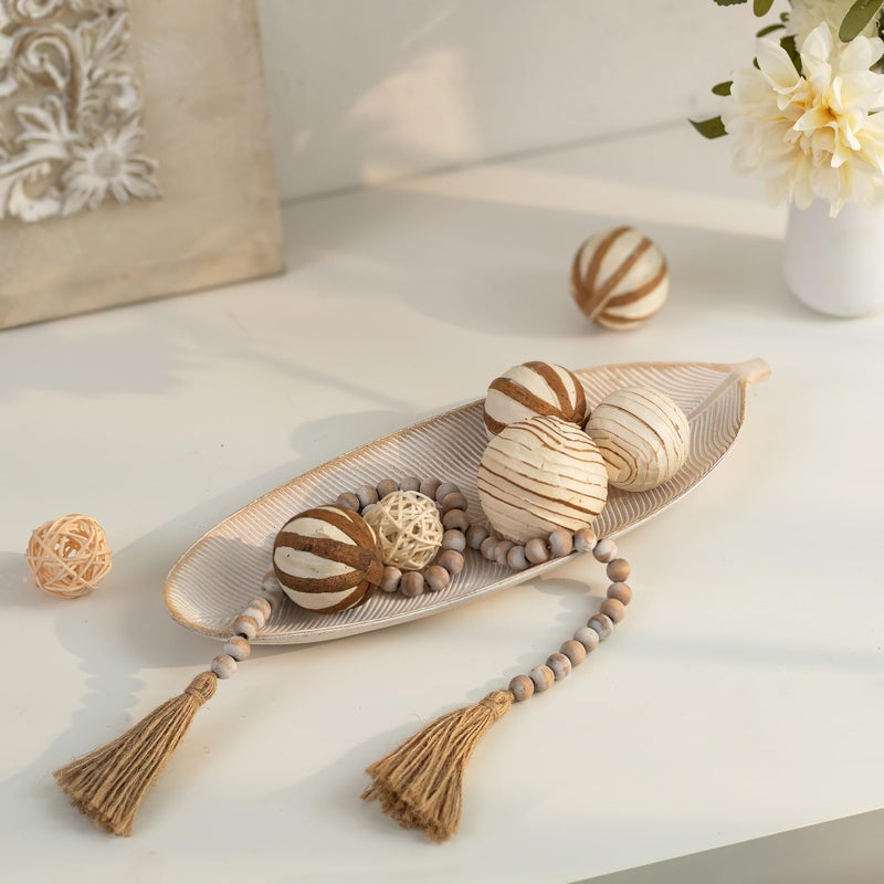 Hanobe Leaf Wooden Decorative Tray: Leaf Shaped Wood Key Tray Decor Plate Bowl for Crystal Candle - Image 3