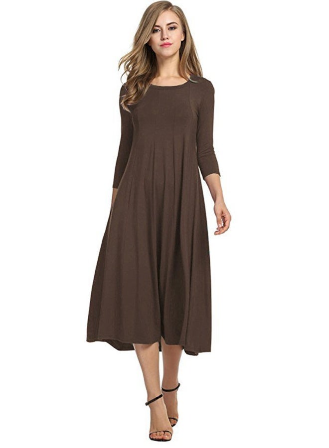 NIBEMINENT Women's 3/4 Sleeve A-line and Flare Midi Long Dress - Image 1