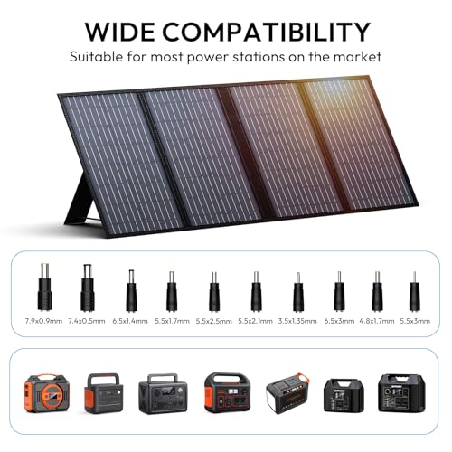 SinKeu Portable Solar Panel, 60W Foldable Solar Panel Charger for Portable Generator Power Station, Comes with Adjustable Kickstands, DC 18V Output, USB 3.0 and Type-C Ports for Camping Traveling Van RV Trip - Image 4