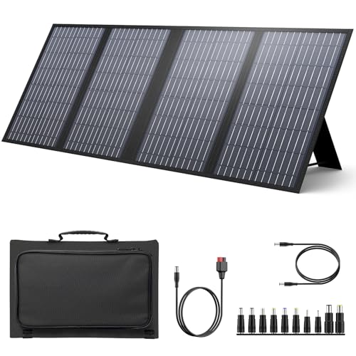 SinKeu Portable Solar Panel, 60W Foldable Solar Panel Charger for Portable Generator Power Station, Comes with Adjustable Kickstands, DC 18V Output, USB 3.0 and Type-C Ports for Camping Traveling Van RV Trip - Image 1