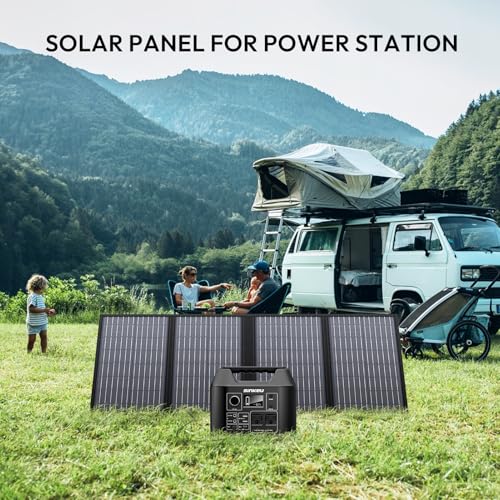 SinKeu Portable Solar Panel, 60W Foldable Solar Panel Charger for Portable Generator Power Station, Comes with Adjustable Kickstands, DC 18V Output, USB 3.0 and Type-C Ports for Camping Traveling Van RV Trip - Image 2