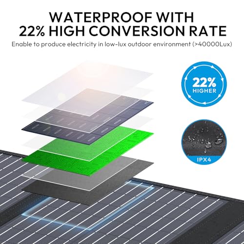 SinKeu Portable Solar Panel, 60W Foldable Solar Panel Charger for Portable Generator Power Station, Comes with Adjustable Kickstands, DC 18V Output, USB 3.0 and Type-C Ports for Camping Traveling Van RV Trip - Image 5