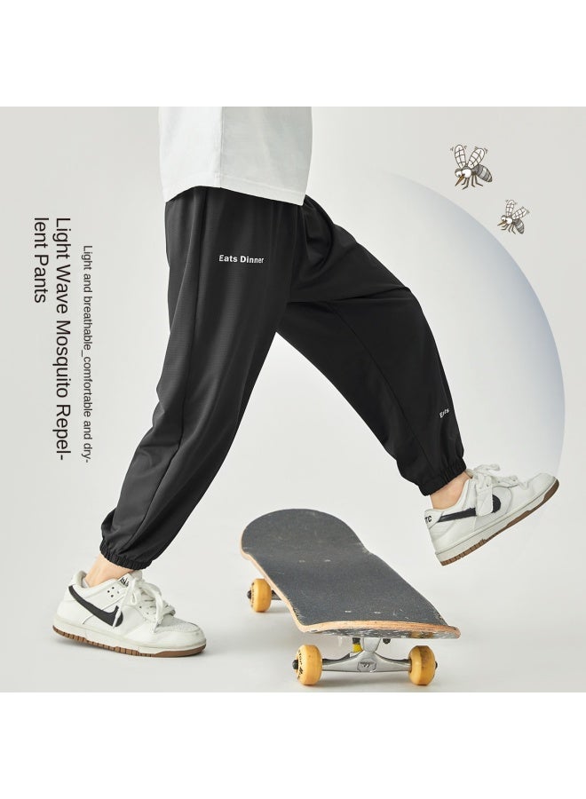 Light Wave Mosquito Repellent】children's 2025 Summer Lightweight Breathable Anti-mosquito Pants With Elastic Ankles, Quick-dry Sports Pants For Boys - Image 2