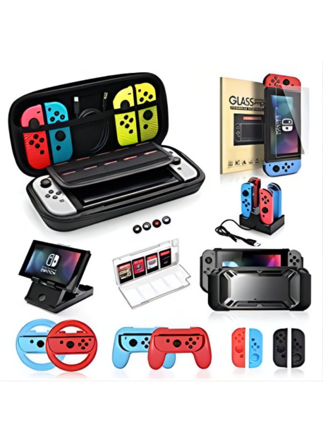 SwitchTPU Protective Cover Handle Protective Cover Game Storage Box Handbag Accessories Large Set-Product Color:Black-Model:Switch Big Suit 05  - Image 1