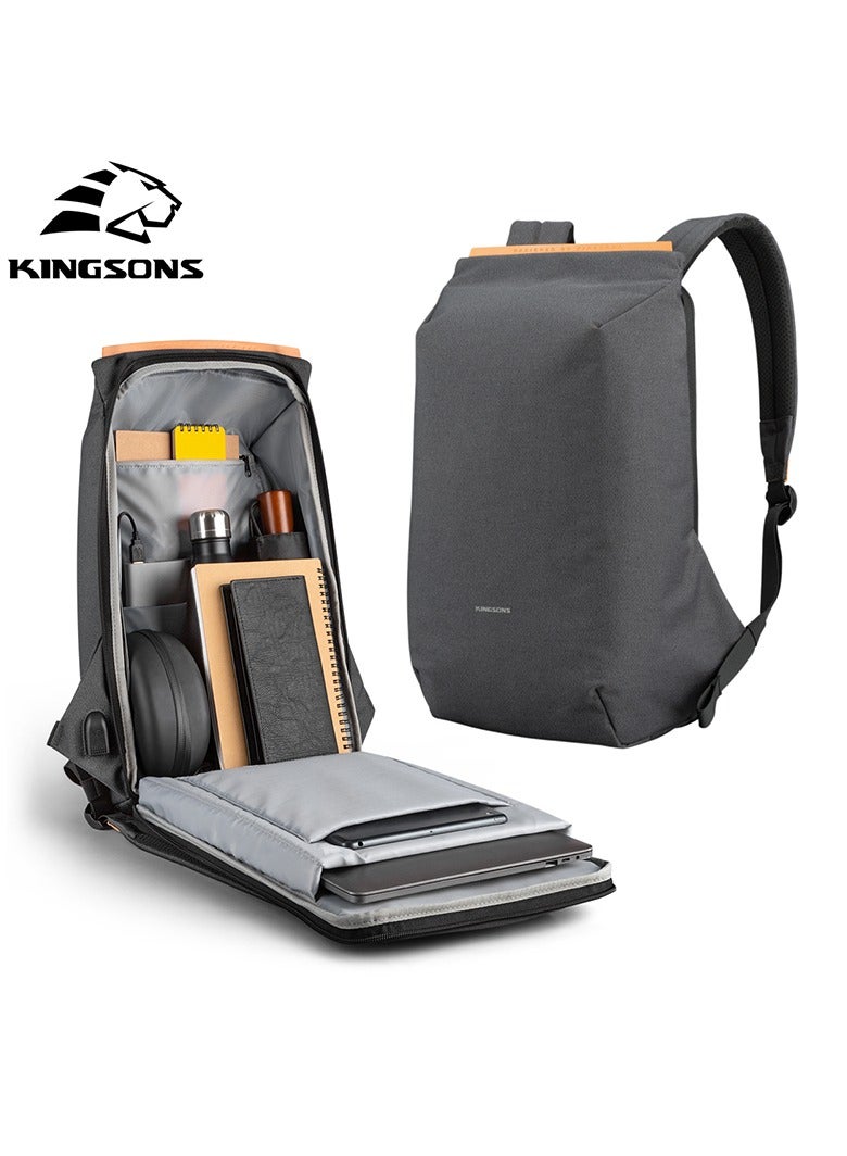 كينغسونز حقيبة ظهر للكمبيوتر المحمول مضادة للسرقة 15.6 بوصة كينجسونز تعصر هاتفك بدون إخراج شحن USB KS3207 - حافظ على أمتعتك تحت الغطاء وسحابات مخفية ، وحمل كتف لحمل 54 كجم - Image 5