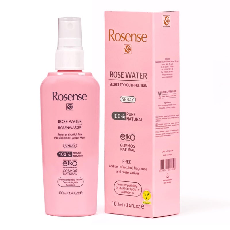 Rosense 100% Pure Natural Vegan Turkish Rosewater Hydrating Face Mist/Rose Water Face Toner (No Additives, No Chemicals, No Preservatives) 100mL/3.4 Oz - Image 2