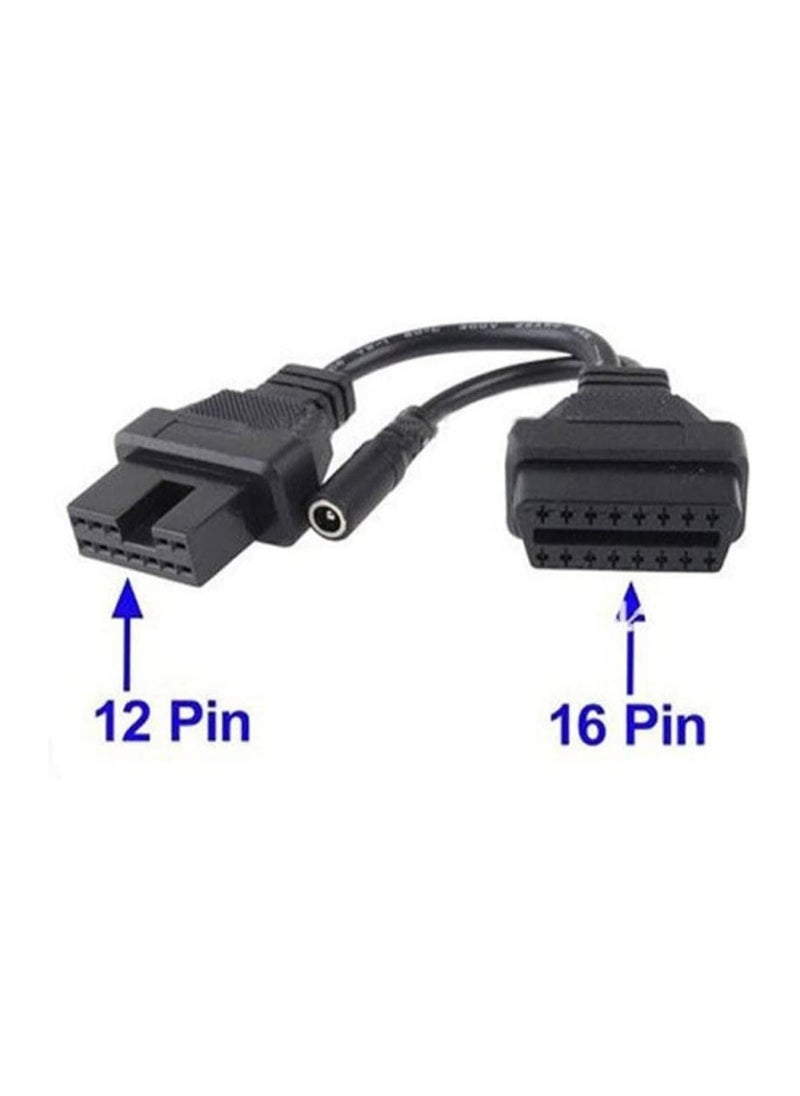 Generic - Diagnostic Tool Adapter Connector Cable for Mitsubishi dlc Connector Adapter 12 Pin Male to OBD 16 Pin Female OBD Diagnostic Compatible OBD2 Connect Cable with Power Adapter - Image 1